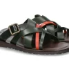 Online Pantolette LEATHER M7600 OLIVE ORANGE Herren Offene Schuhe